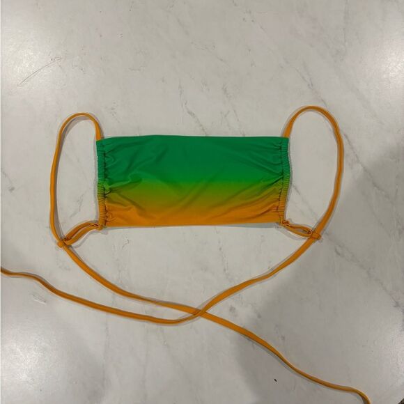 WEWOREWHAT Leigh Gradient Bikini Top Ruched Tie Back Square Neck Medium NWT - Picture 7 of 9